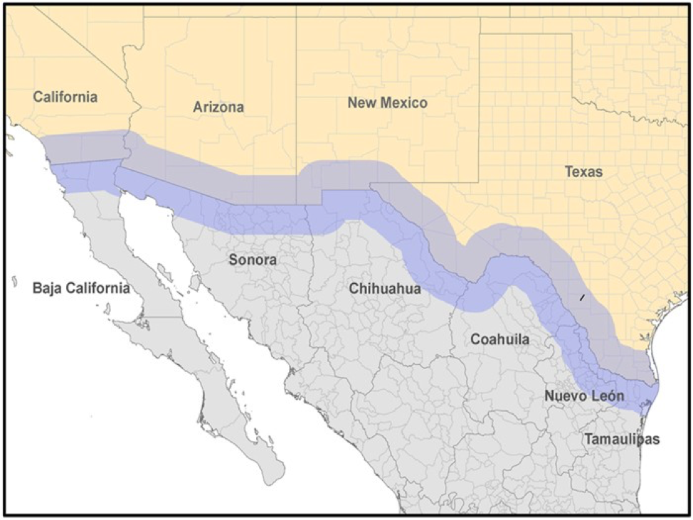 Граница Техаса и Мексики на карте. Техас и Мексика на карте. Протяженность границы Техаса с Мексикой. Border Regions USA Mexico. Border region