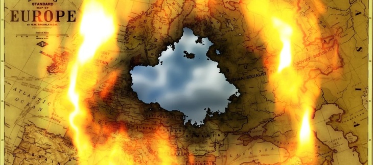 Map of Europe burning